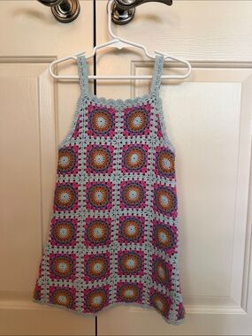 Zara Crochet Tank Top in Light Blue, Pink, Orange, Brown
